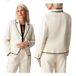 NWT - J. Crew Collection White/Navy Shrunken Fit Wool Blazer size 4